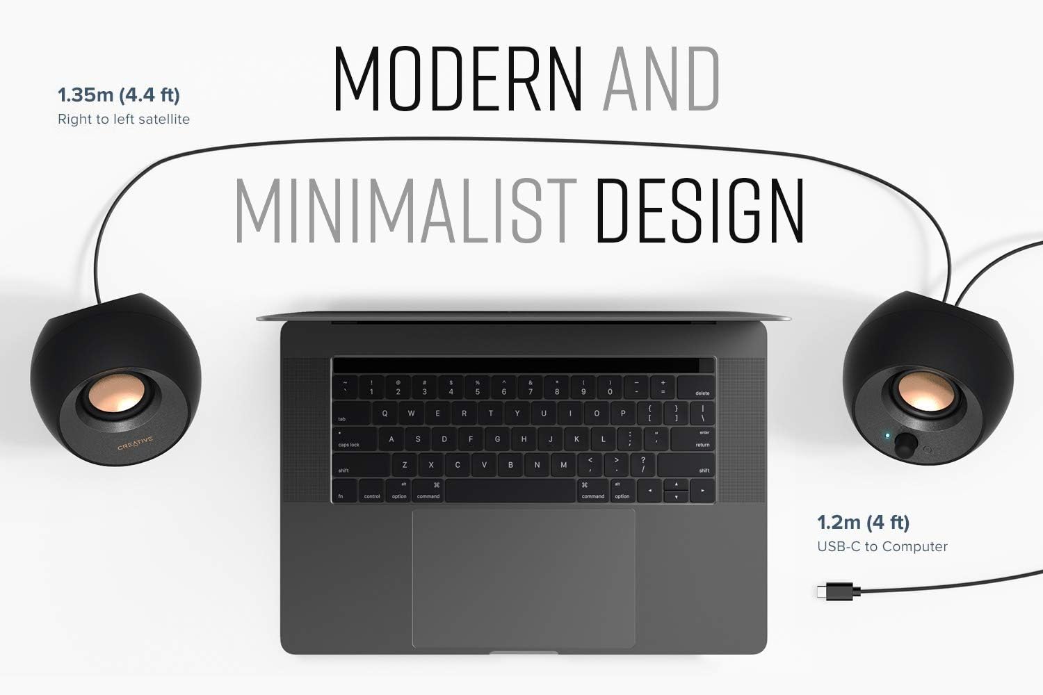CREATIVE Pebble V3 Minimalistic 2.0 USB-C Desktop Speakers with USB Audio, Clear Dialog Enhancement, Bluetooth 5.0, 8W RMS with 16W Peak Power, USB-A Converter Included (Black