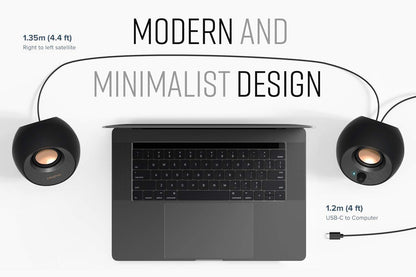 CREATIVE Pebble V3 Minimalistic 2.0 USB-C Desktop Speakers with USB Audio, Clear Dialog Enhancement, Bluetooth 5.0, 8W RMS with 16W Peak Power, USB-A Converter Included (Black