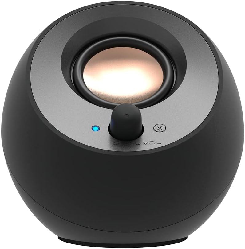 CREATIVE Pebble V3 Minimalistic 2.0 USB-C Desktop Speakers with USB Audio, Clear Dialog Enhancement, Bluetooth 5.0, 8W RMS with 16W Peak Power, USB-A Converter Included (Black