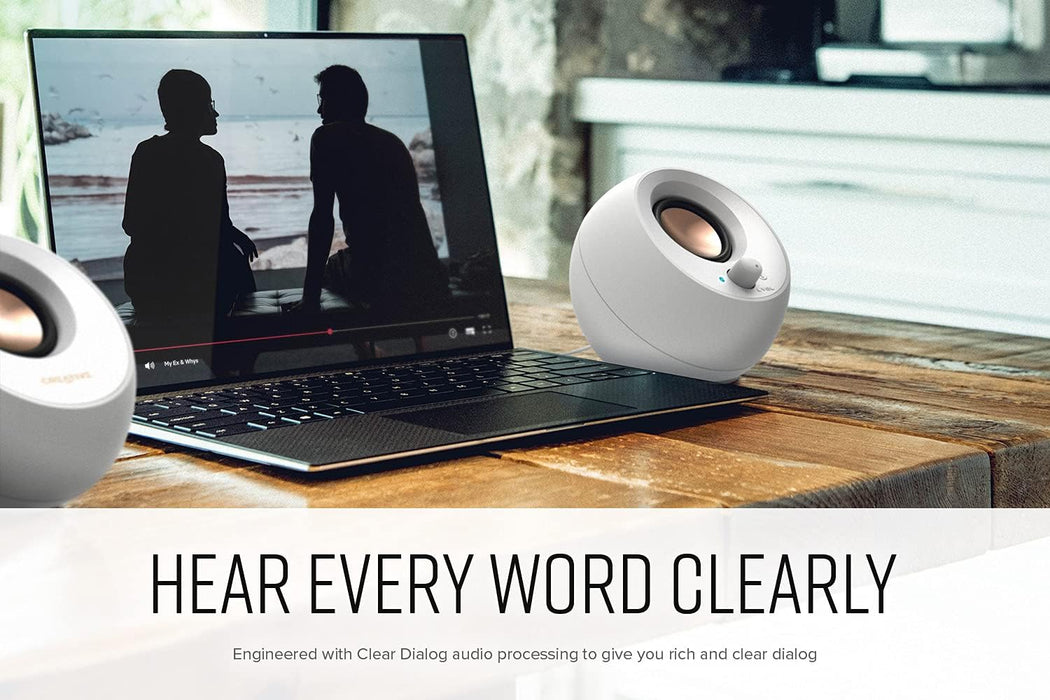 CREATIVE Pebble V3 Minimalistic 2.0 USB-C Desktop Speakers with USB Audio, Clear Dialog Enhancement, Bluetooth 5.0, 8W RMS with 16W Peak Power, USB-A Converter Included (Black