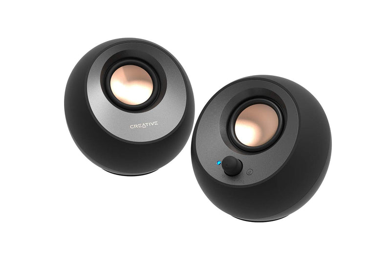 CREATIVE Pebble V3 Minimalistic 2.0 USB-C Desktop Speakers with USB Audio, Clear Dialog Enhancement, Bluetooth 5.0, 8W RMS with 16W Peak Power, USB-A Converter Included (Black