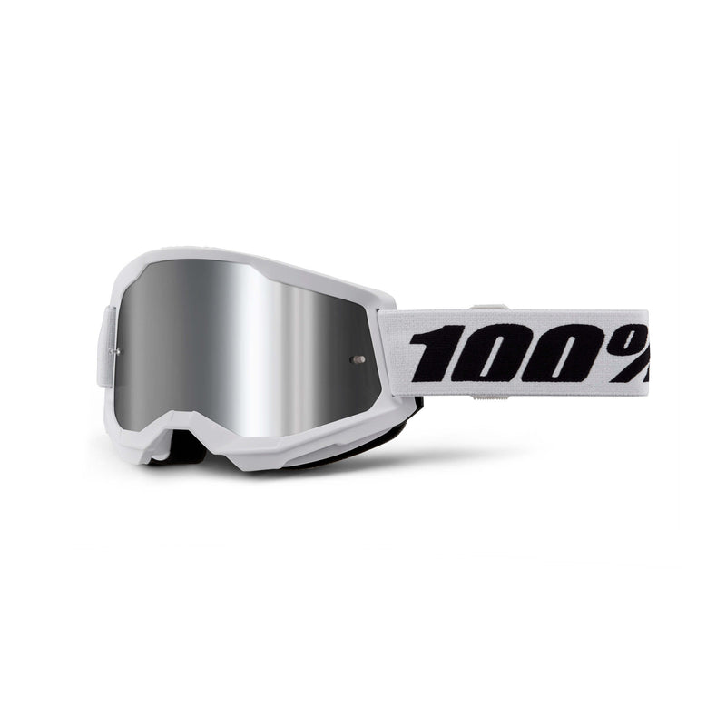 100% Strata 2 Essential Chrome Lunettes de motocross (White/Black