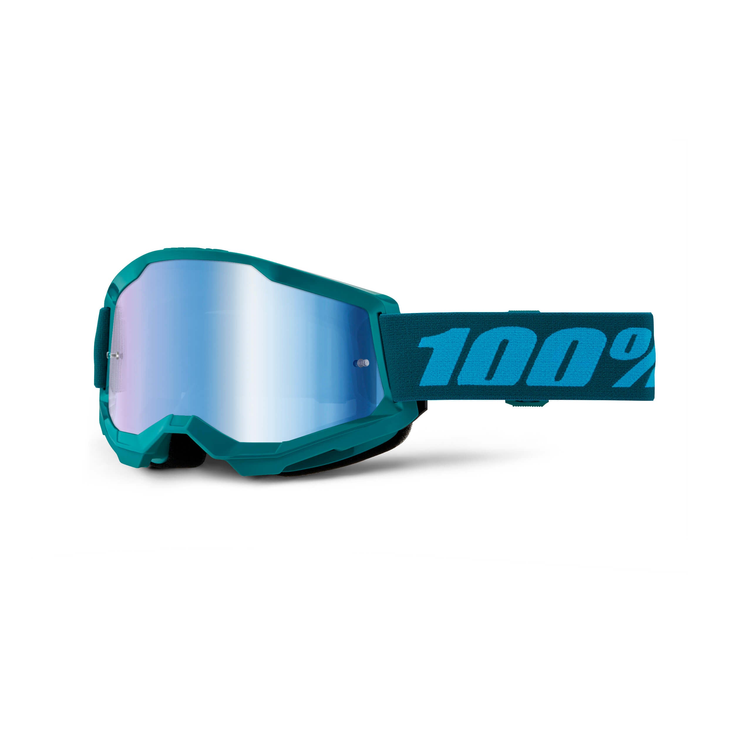 100% Strata 2 Essential Chrome Lunettes de motocross (Green/Blue