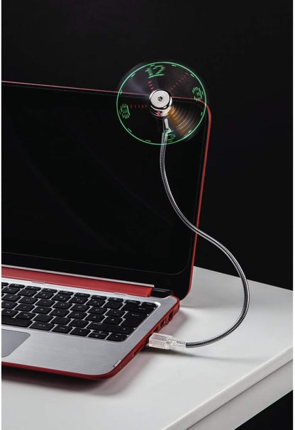 Usb Fan With Time Display - Silver