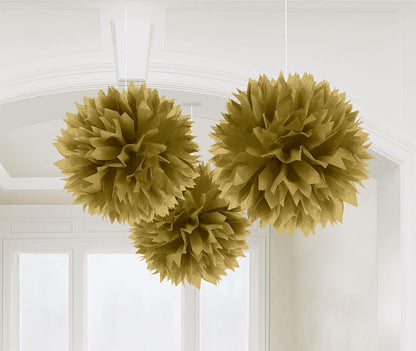 Amscan 18055-19-55 Dec Fluffy Gold- 3 Pack