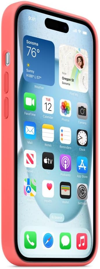 Apple - Back Cover For Mobile Phone - Magsafe Compatibility - Silicone - Guava - For Iphone 15