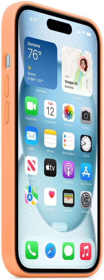 Apple - Back Cover For Mobile Phone - Magsafe Compatibility - Silicone - Orange Sorbet - For Iphone 15