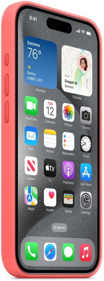 Apple - Back Cover For Mobile Phone - Magsafe Compatibility - Silicone - Guava - For Iphone 15 Pro