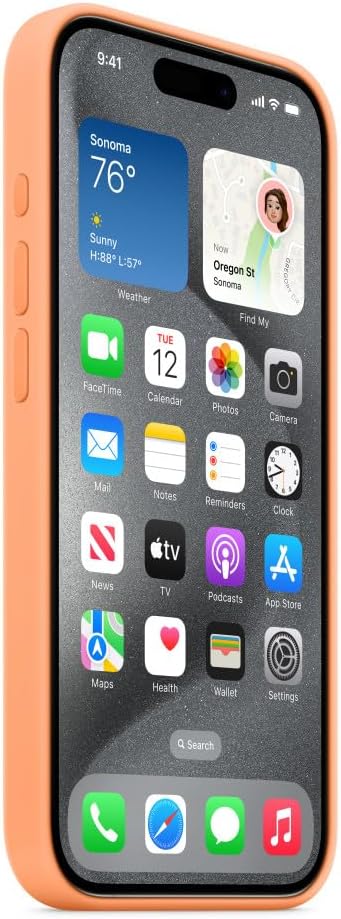 Apple - Back Cover For Mobile Phone - Magsafe Compatibility - Silicone - Orange Sorbet - For Iphone 15 Pro