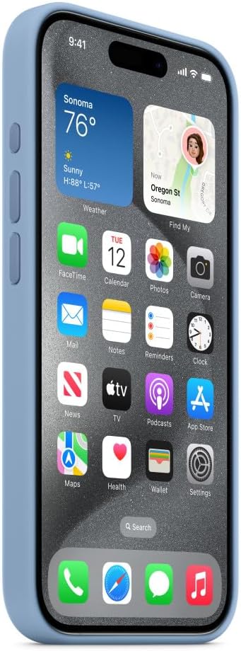Apple - Back Cover For Mobile Phone - Magsafe Compatibility - Silicone - Winter Blue - For Iphone 15 Pro
