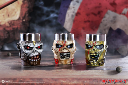 Nemesis Now Iron Maiden Eddie - Set di bicchierini da liquore, 9 cm, in resina e acciaio inossidabile, multicolore, con licenza ufficiale Iron Maiden, set di bicchierini da shot Eddie, in resina