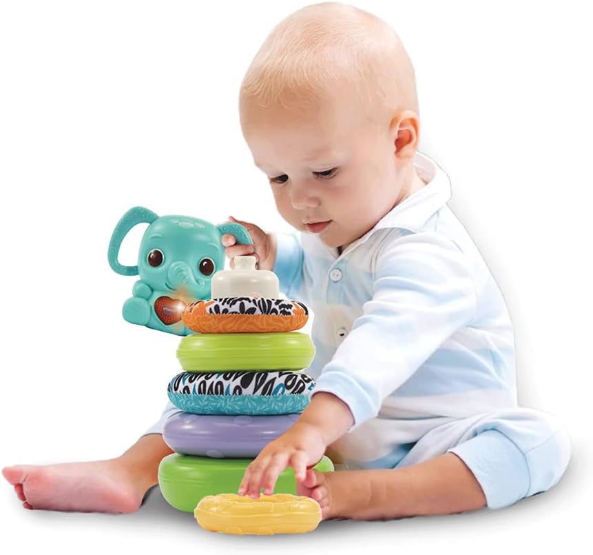 VTech 3 in 1 Stack & Leather Elephant - Educational Toy - with Motion Sensor and Sound Effects - Discover Shapes - 6 to 36 Months