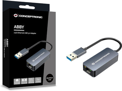 Conceptronic ABBY12G 2.5G Ethernet USB 3.0 Adapter Wake-on-LAN Compatible with Nintendo Switch