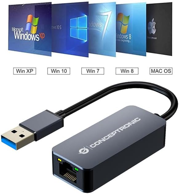 Conceptronic ABBY12G 2.5G Ethernet USB 3.0 Adapter Wake-on-LAN Compatible with Nintendo Switch