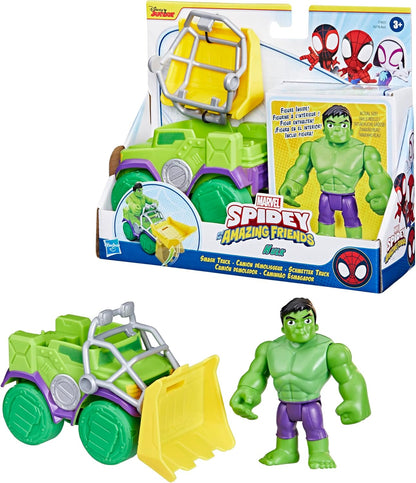 Marvel Spidey en zijn superteam, Hulk en sloopwagen, figuur met voertuig en accessoires, kleuterspeelgoed