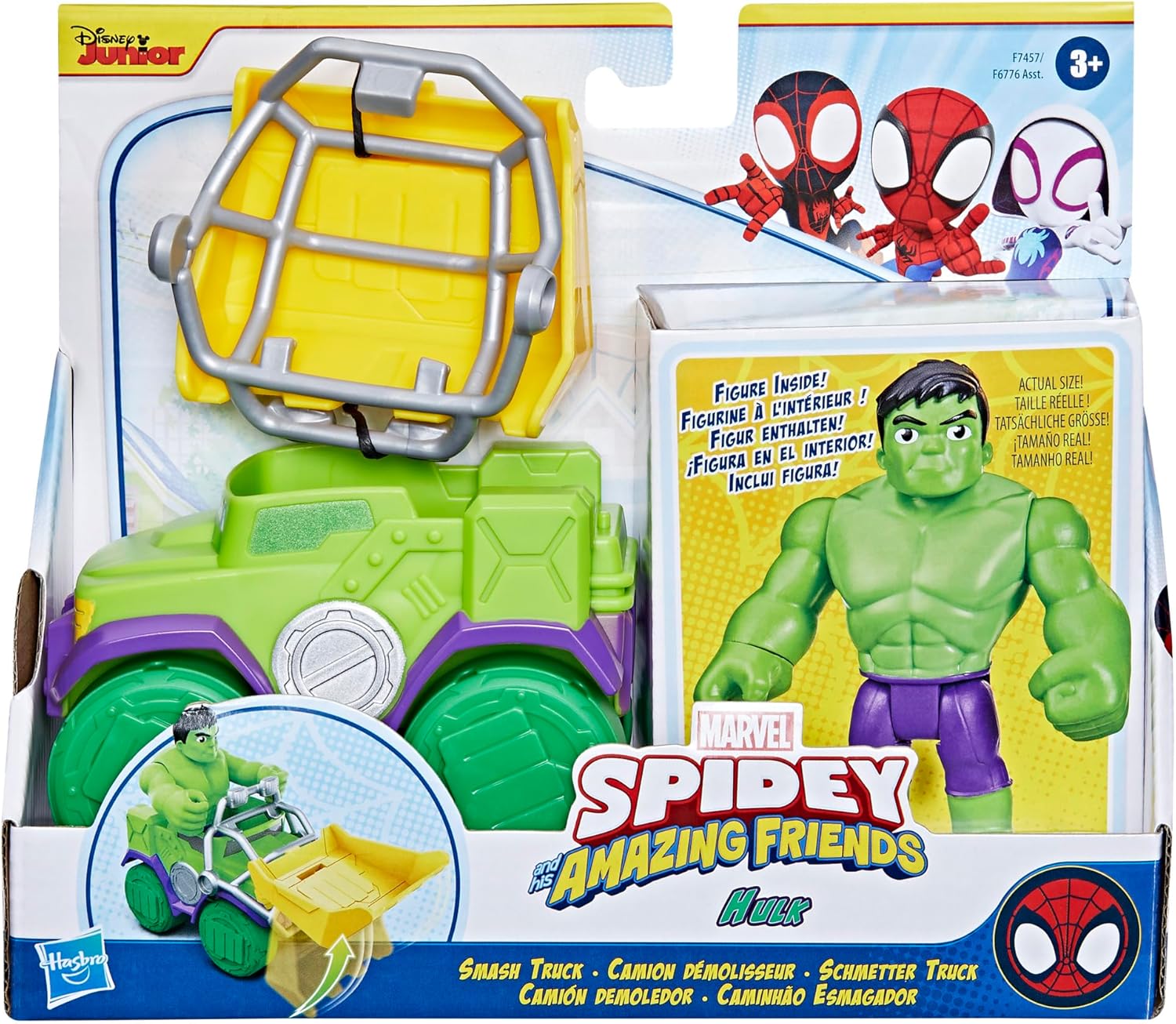 Marvel Spidey en zijn superteam, Hulk en sloopwagen, figuur met voertuig en accessoires, kleuterspeelgoed