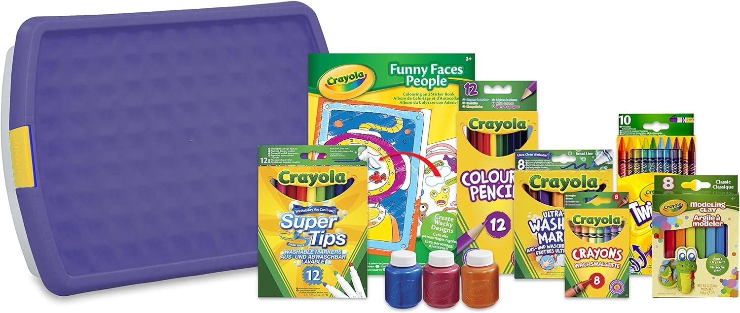 CRAYOLA Mega Activity Tub - Including Crayons, Markers, Pencils, Pens, Paints, Clays, Colouring Book and Stickers | Kids Arts sand Crafts | Ideal for Kids Aged 4+