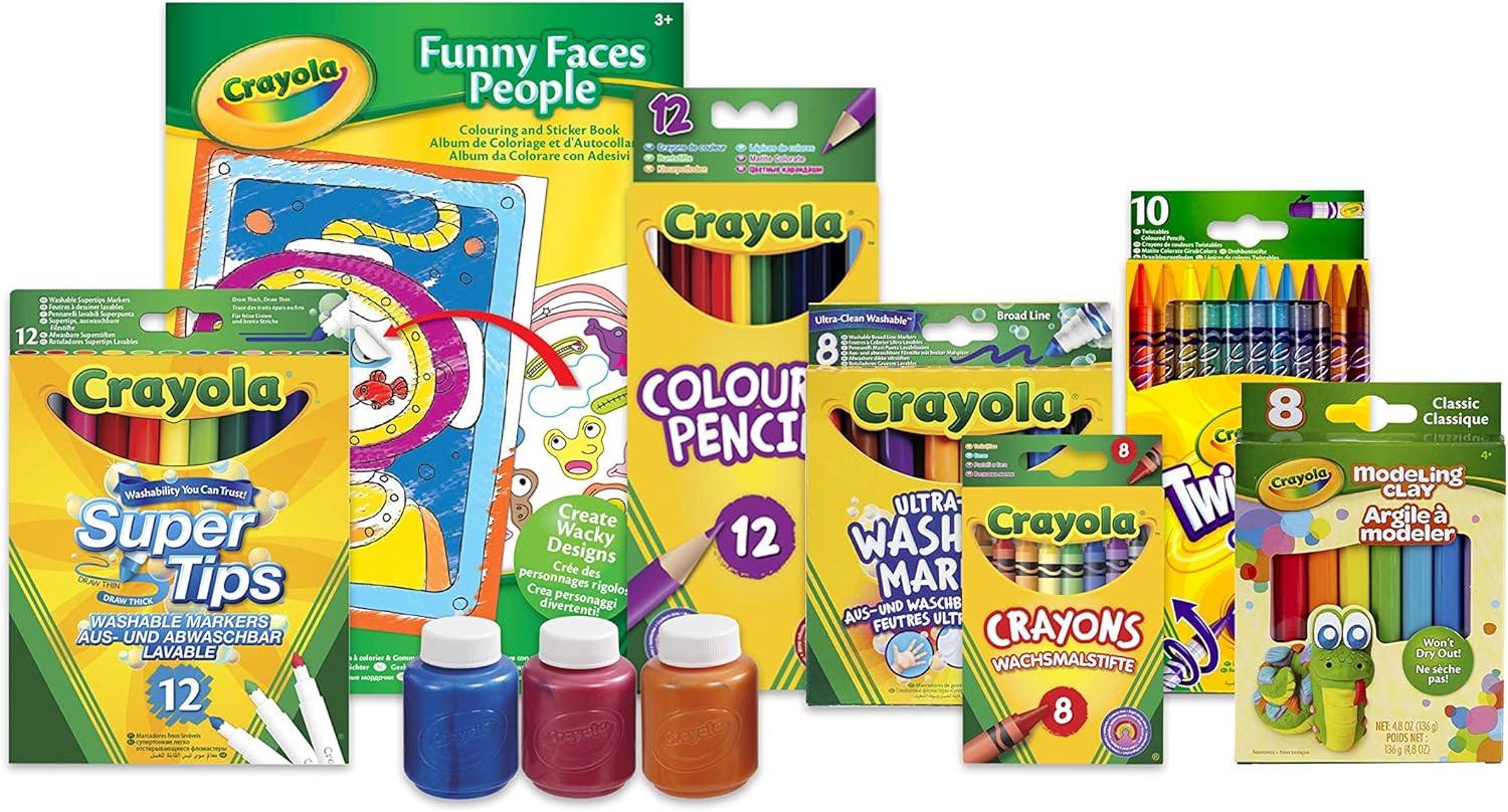 CRAYOLA Mega Activity Tub - Including Crayons, Markers, Pencils, Pens, Paints, Clays, Colouring Book and Stickers | Kids Arts sand Crafts | Ideal for Kids Aged 4+