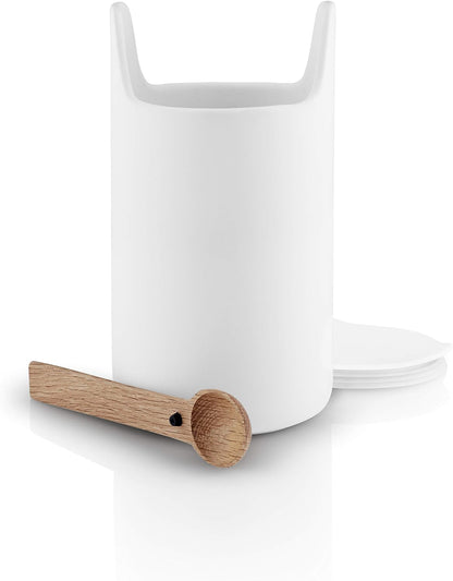 Voorraadpot / Organizer Met Lepel Hoog 20 Cm Wit