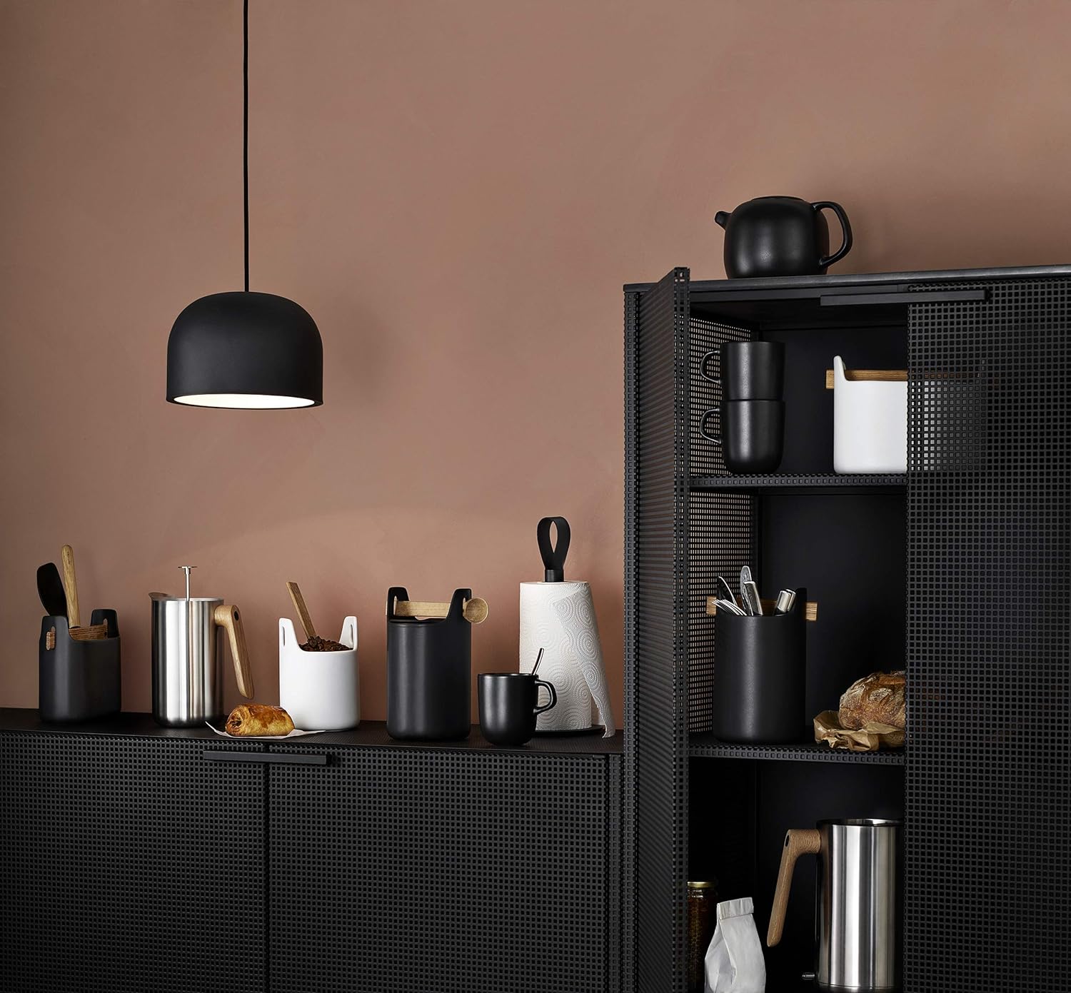 Voorraadpot / Organizer Met Lepel Hoog 20 Cm Wit