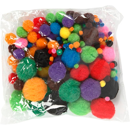 Pom-Poms, D: 5-40 mm, approx. 150 asstd, 42g