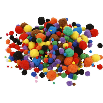 Pom-Poms, D: 5-40 mm, approx. 150 asstd, 42g