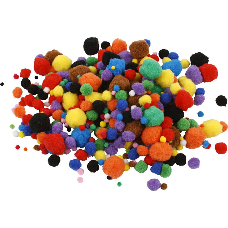 Pom-Poms, D: 5-40 mm, approx. 150 asstd, 42g