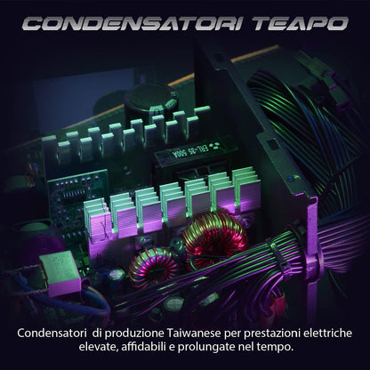 SPYCO Typhoon PS-551, Gaming PSU 550, 80 PLUS Bronze, Non Modular, Low Noise, ATX Power Supply Unit, Super Silent Fan, Teapo Capacitors, Compact Size, 5 Years Warranty 550 W 80 Plus BRONZE