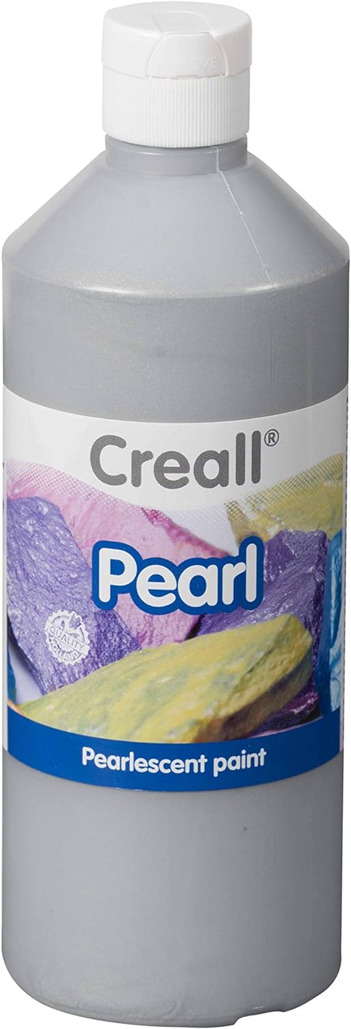 Gouache-kleur, parelmoer, creall, zilverkleurig, fles van 500 ml