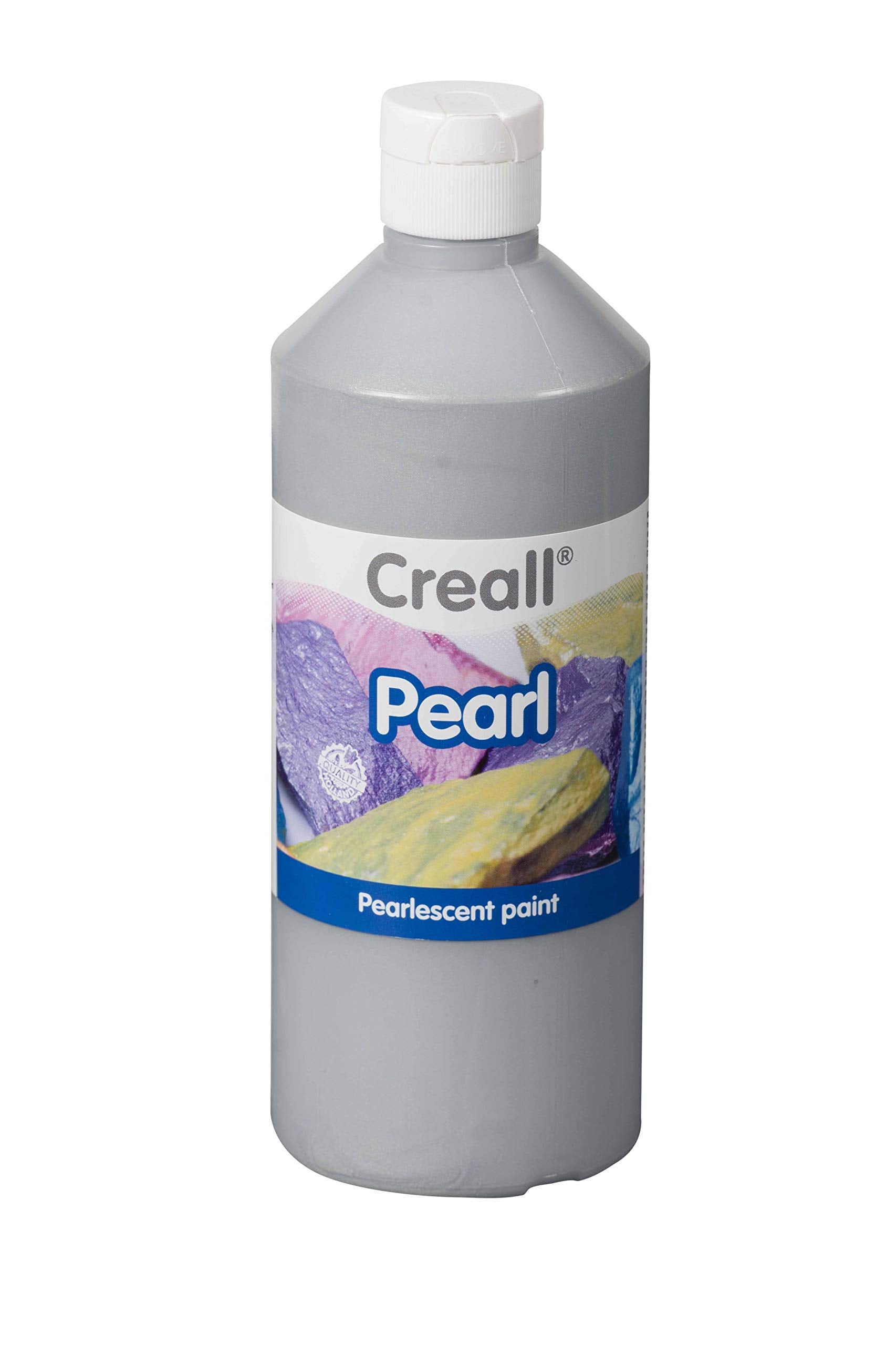 Gouache-kleur, parelmoer, creall, zilverkleurig, fles van 500 ml