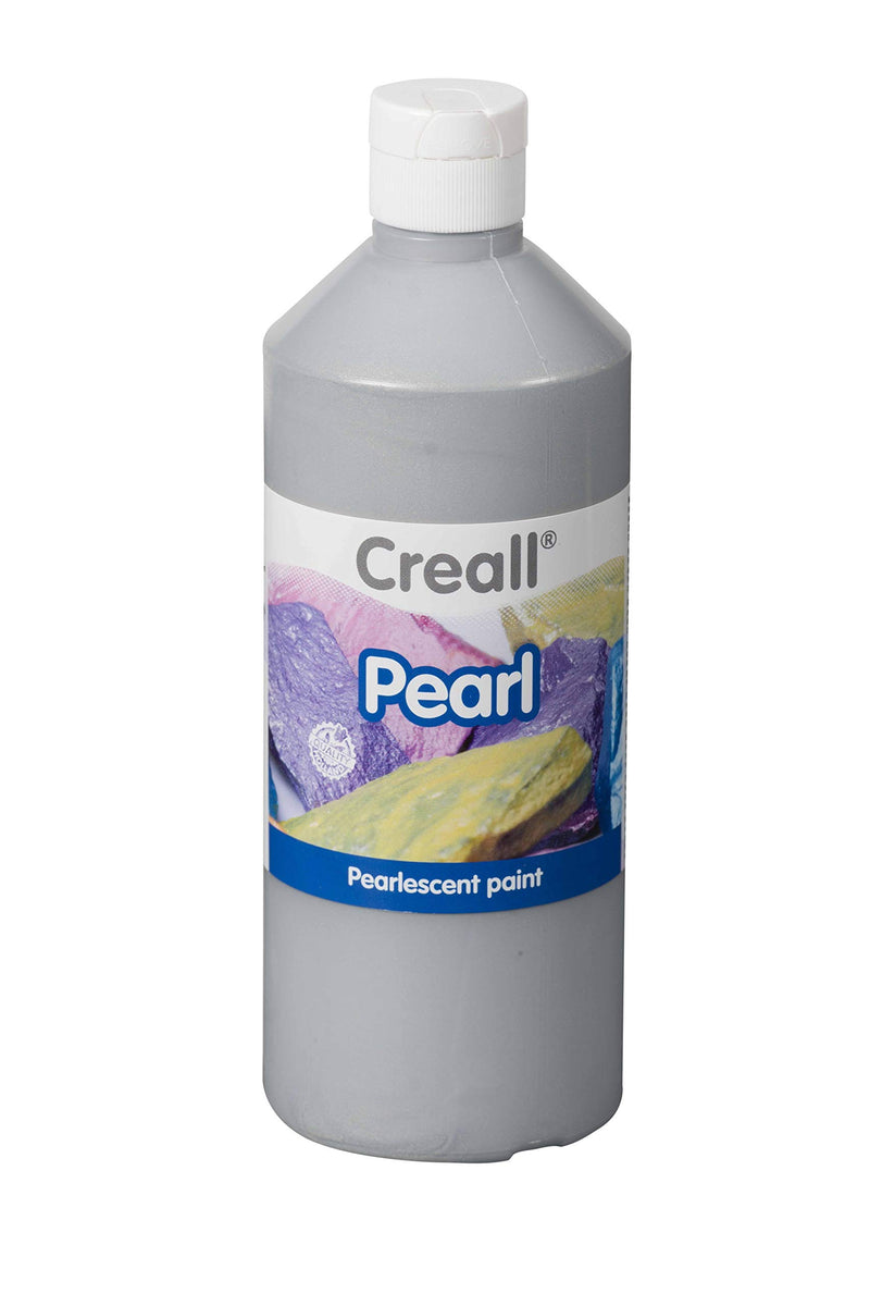 Gouache-kleur, parelmoer, creall, zilverkleurig, fles van 500 ml