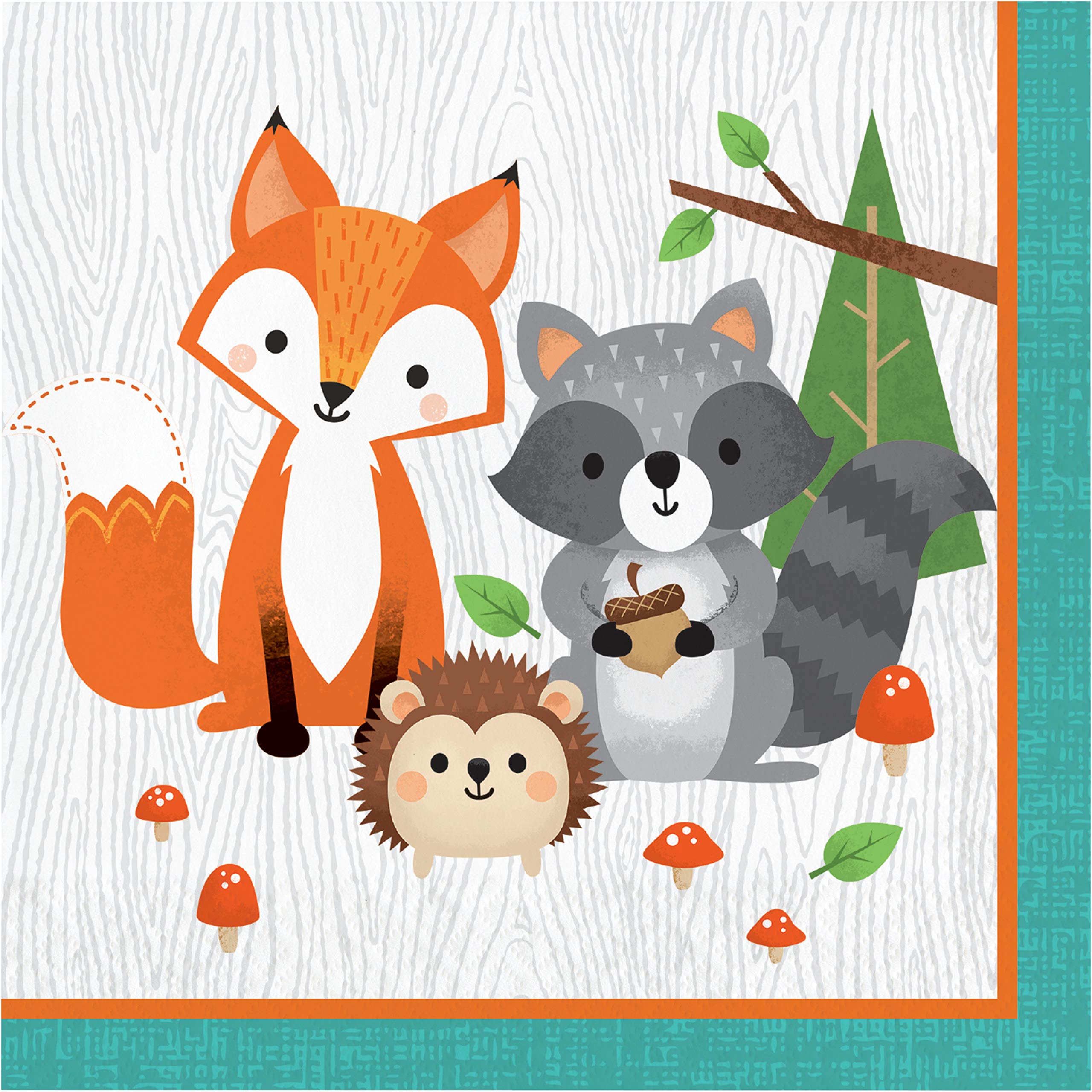 Creative Converting PC343947 Wild One Woodland Animals - Servilletas de papel para almuerzo (2 capas, 16 unidades
