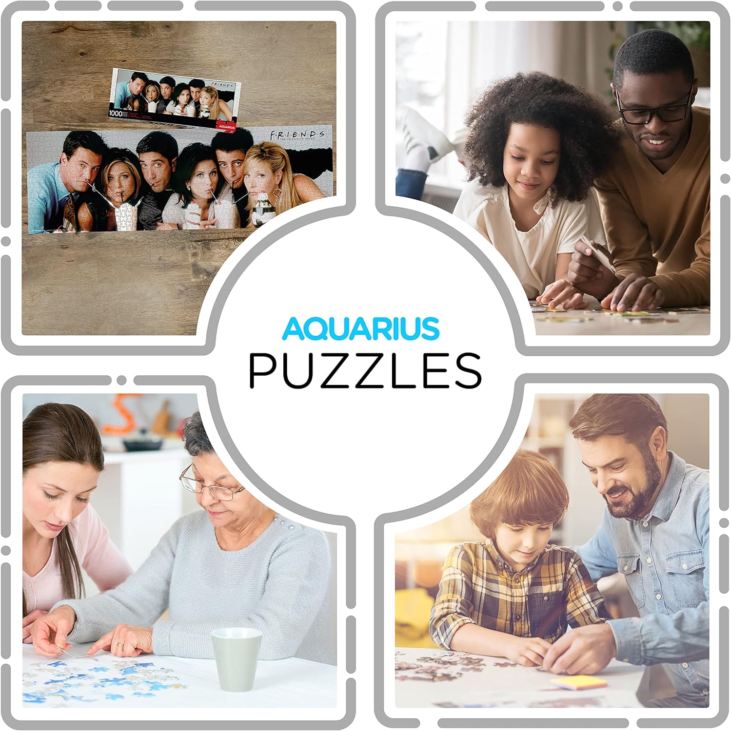 AQUARIUS 73051 Friends Puzzle-1000 Pieces-12 x 36 Inches, Black
