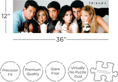 AQUARIUS 73051 Friends Puzzle-1000 Pieces-12 x 36 Inches, Black