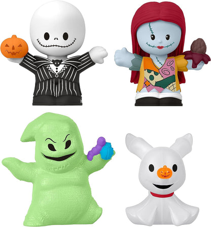 Conjunto de 4 figuras de “Pesadilla antes de Navidad” de Little People Collector, inspirado en la película de Tim Burton de Disney, juguete coleccionable, +8 años (Mattel HNW96