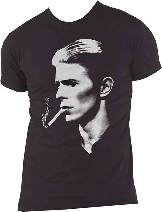 David Bowie T Shirt Smoke Side Profile Official Mens Black Large Black