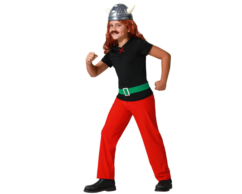 Atosa Asterix Children's Costume Asterix and Obelix Google Black Red Cosplay French Comic Character BD Party Stories Halloween Carnival 3 to 12 Years