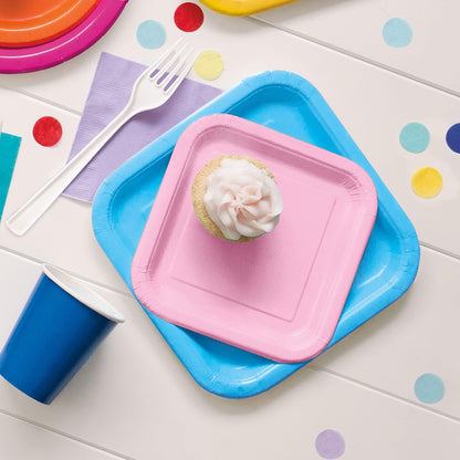 Unique 30880EU - Eco-Friendly Square Paper Plates - 18 cm - Baby Pink Colour - 16 Count (Pack of 1