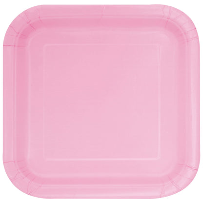 Unique 30880EU - Eco-Friendly Square Paper Plates - 18 cm - Baby Pink Colour - 16 Count (Pack of 1