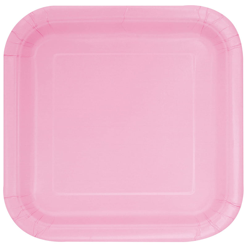 Unique 30880EU - Eco-Friendly Square Paper Plates - 18 cm - Baby Pink Colour - 16 Count (Pack of 1