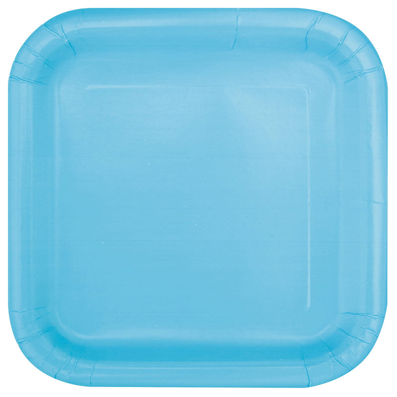 Unique 30900EU Eco-Friendly Square Paper Plates-18 cm-Baby Blue Colour-16 Count (Pack of 1), Pack of 16