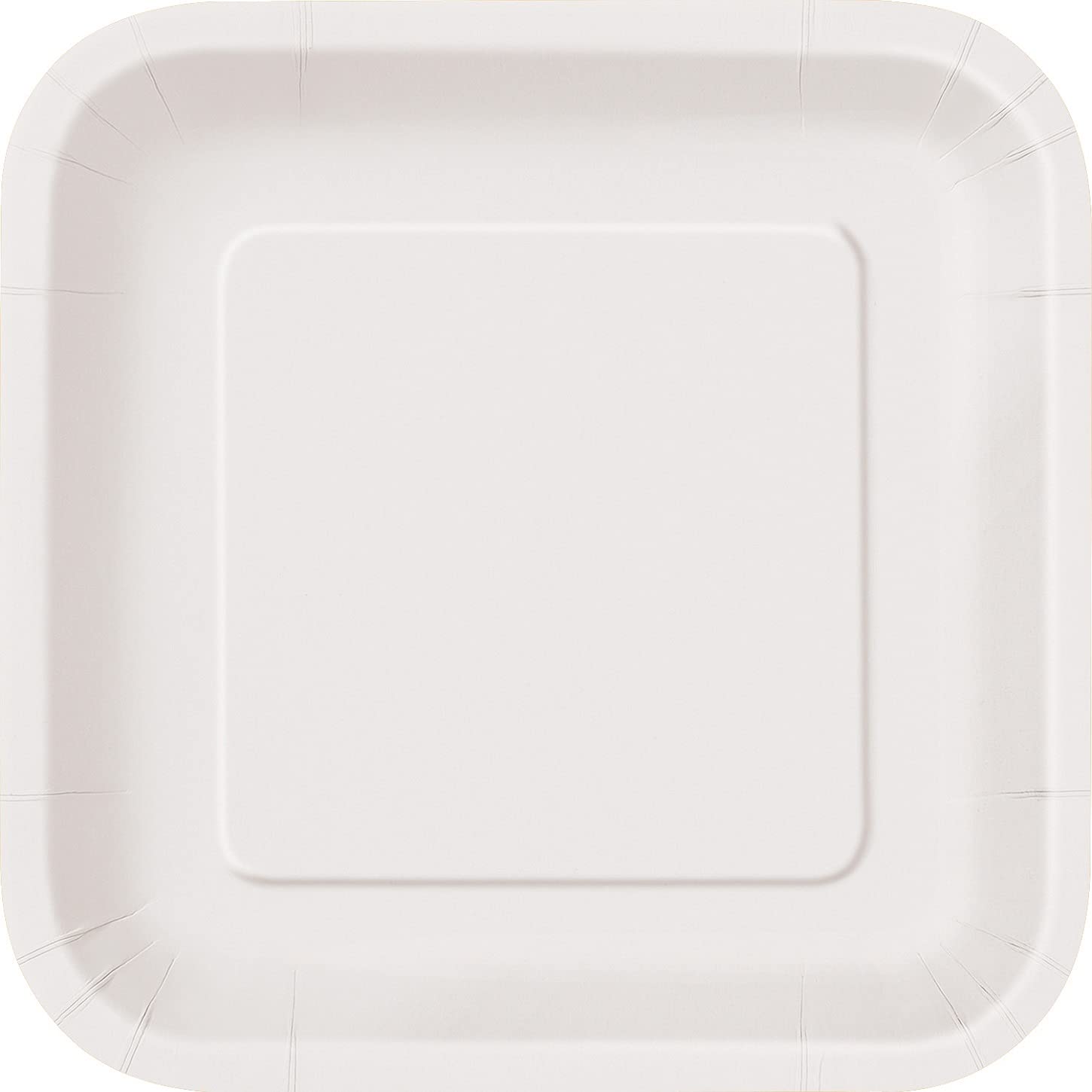 Unique 31052EU Eco-Friendly Square Paper Plates-23 cm-White Colour-14 Count (Pack of 1), Pack of 14