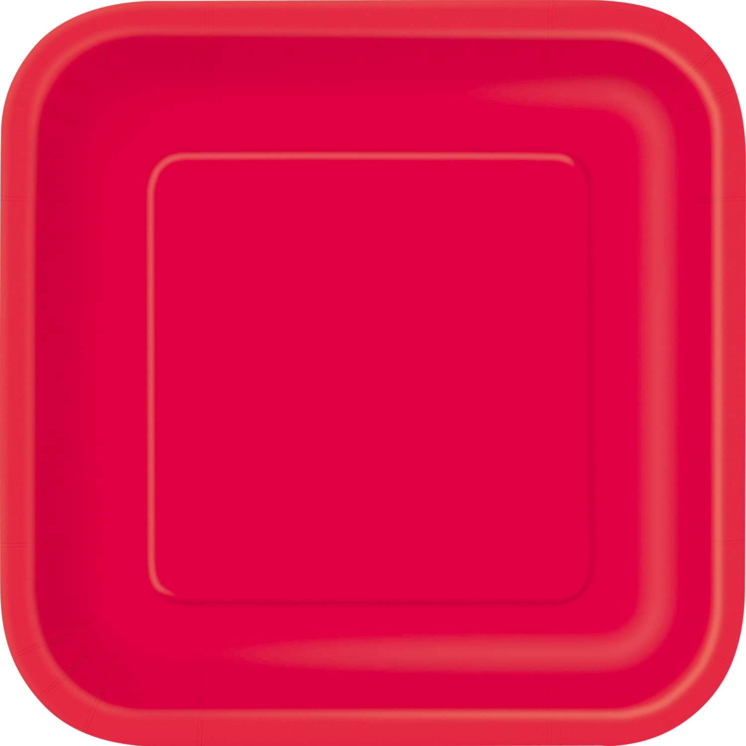 Unique Party: 16 Ruby Red 7In Square Plates Sup. Piatto Carta Quadrato 18 Cm Rosso