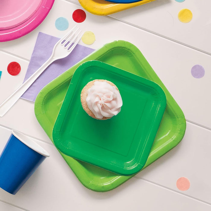 Unique- Platos Cuadrados de Papel Ecológicos-18 cm Verde Esmeralda, Color emerald green, paquete of 16 (31860EU