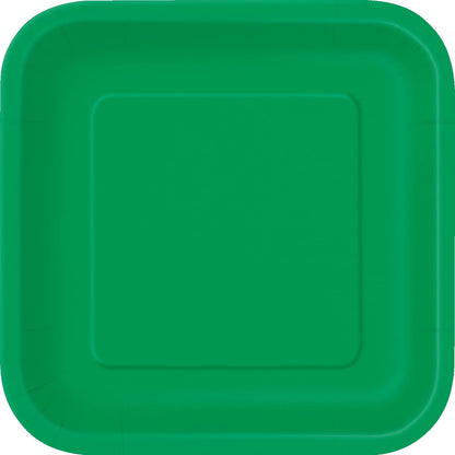 Unique- Platos Cuadrados de Papel Ecológicos-18 cm Verde Esmeralda, Color emerald green, paquete of 16 (31860EU
