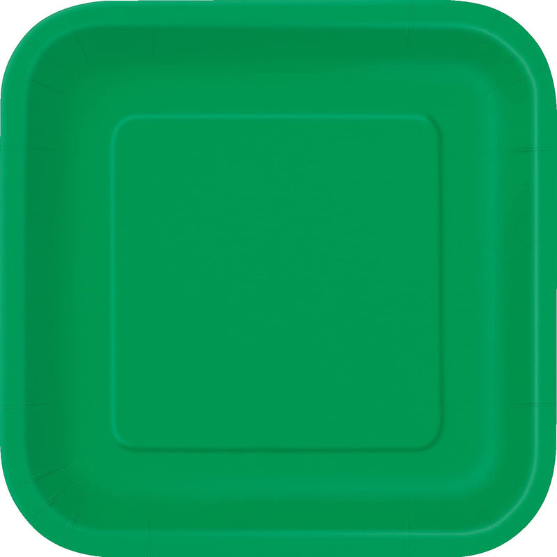 Unique- Platos Cuadrados de Papel Ecológicos-18 cm Verde Esmeralda, Color emerald green, paquete of 16 (31860EU