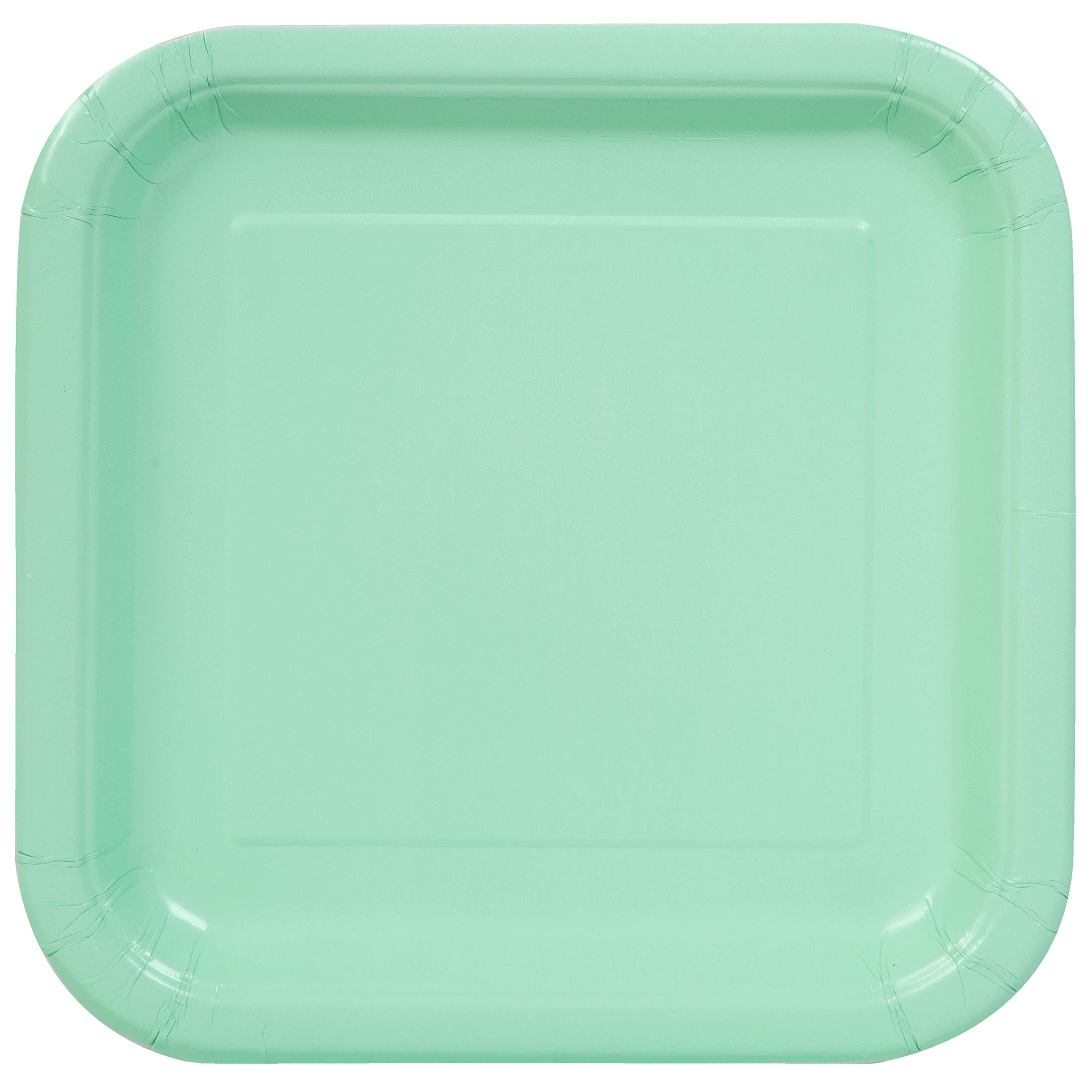 Unique- Platos Cuadrados de Papel Ecológicos-18 cm Verde Menta-Paquete de 16, Color mint green (99274EU