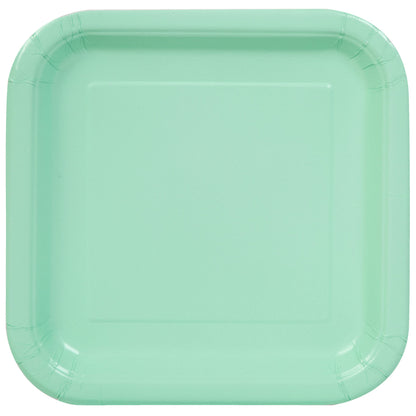 Unique- Platos Cuadrados de Papel Ecológicos-18 cm Verde Menta-Paquete de 16, Color mint green (99274EU