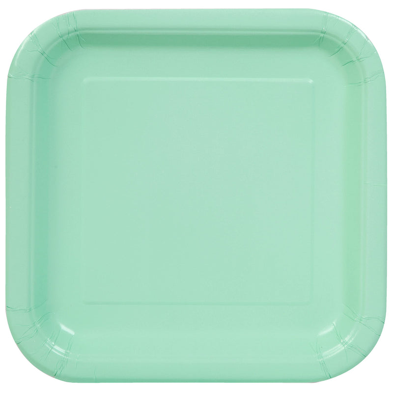 Unique- Platos Cuadrados de Papel Ecológicos-18 cm Verde Menta-Paquete de 16, Color mint green (99274EU