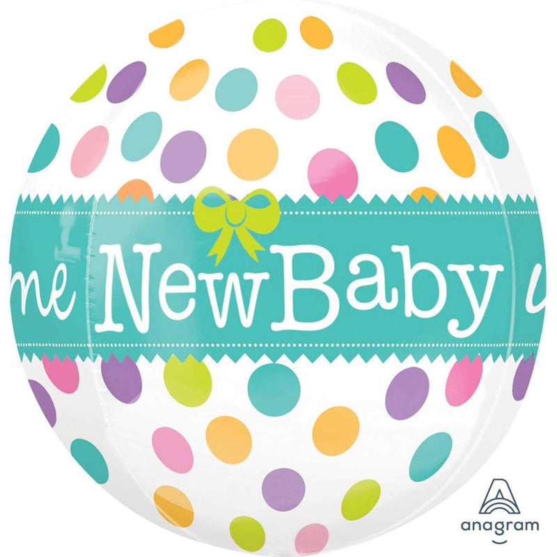 Orbz Welcome New Baby Foil Balloon - 15"/38cm w x 16"/40cm h - G20
